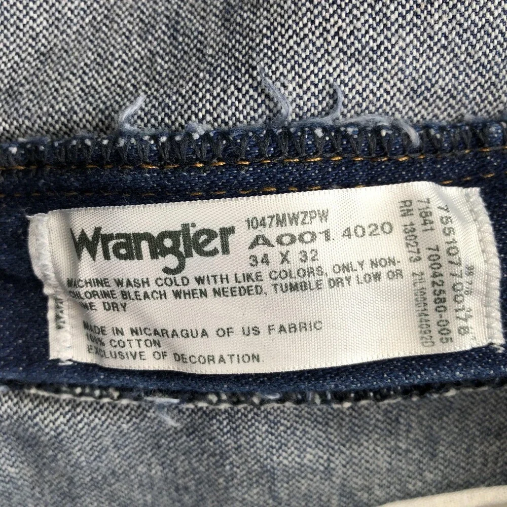 Wrangler Jeans Mens 34x32 Blue Medium Wash Regular Straight Denim 47MWZ - Picture 5 of 11